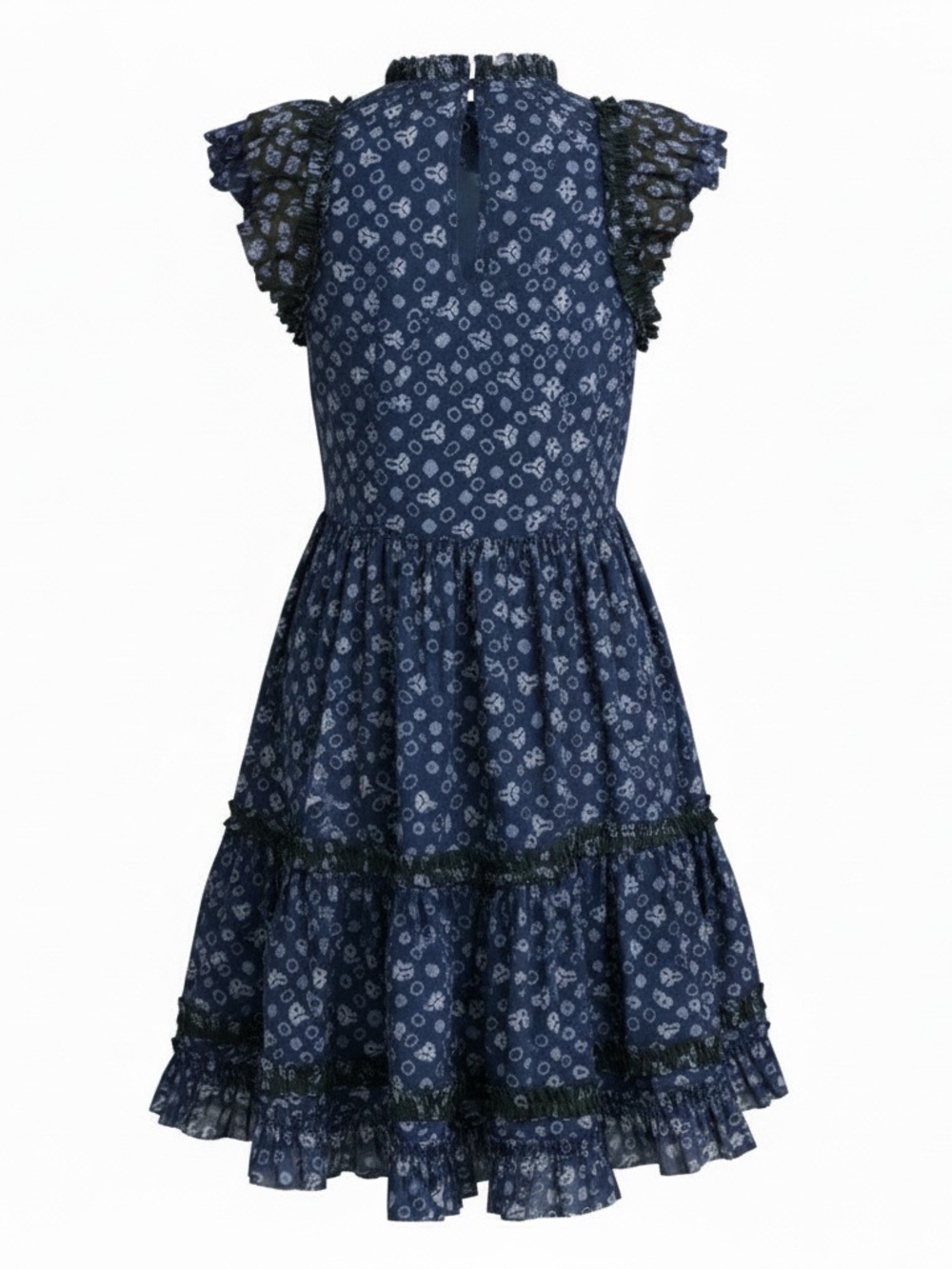 Ulla Johnson Blue Floral Ruffle Midi Dress Size 4 Boho Cotton EUC Cottagecore - Picture 9 of 9
